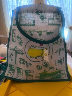 Masters green, white and yellow tote